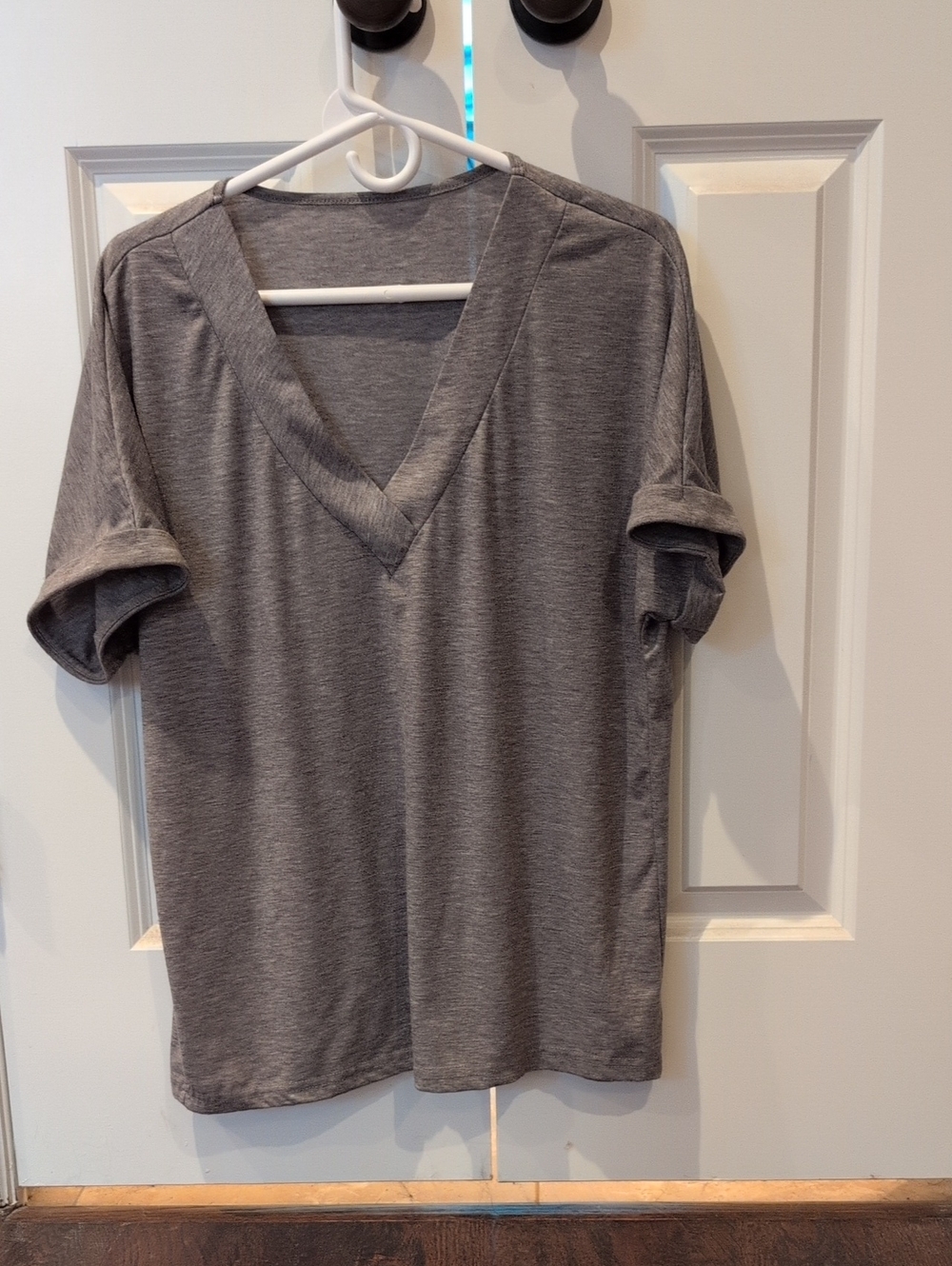 Basic V-Neck Short Sleeve Tee - Gray